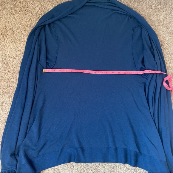 Love Moschino Blue Ruffle Hem Cotton Blend Open Front Waterfall Cardigan Sweater - Picture 10 of 16